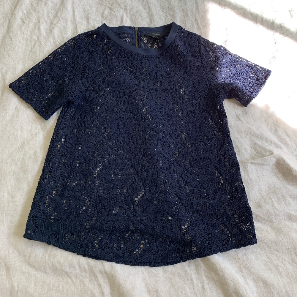 Navy Blue Lace Banana Republic Top